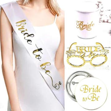 Set met 7 buttons I Do Crew wit goud en 1 button Bride to Be, Kleding | Dames, Verzenden, Wit, Sweet-One, Nieuw