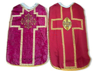 Oude Romeinse chasuble - Borduurwerk - Orfroi - Gouddraad