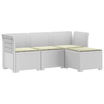 vidaXL 4-Persoons Tuinbank met Kussens Rieten Look PP Wit, Verzenden, Nieuw