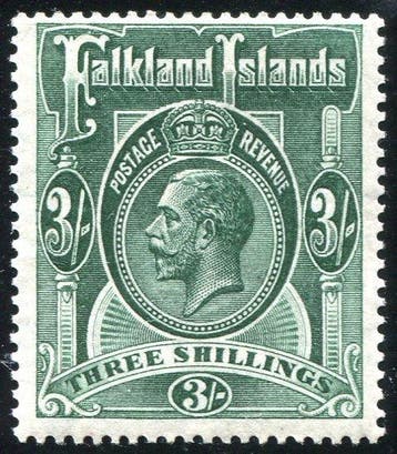 Falklandeilanden 1912 - King George, 3 schellingen,, Postzegels en Munten, Gestempeld