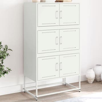 vidaXL Dressoir 68,5x38,5x123,5 cm staal wit, Verzenden, Nieuw, 50 tot 100 cm, Metaal