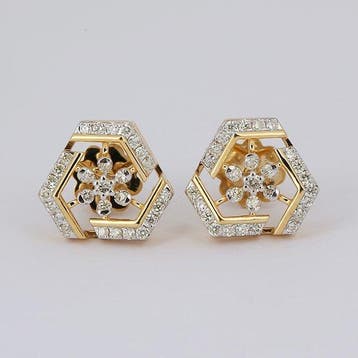 Oorstekers - 14 karaat Geel goud - 0.49ct. tw. Diamant