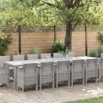 vidaXL Tuin Eetset 15 pcs Lichtgrijs Polt riet, Verzenden, Nieuw, 5 zitplaatsen