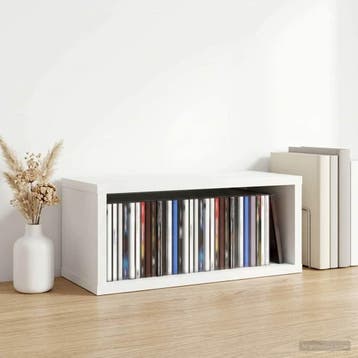 vidaXL CD Opbergrek Wit 40 x 17 x 17 cm Bewerkt hout, Verzenden, Nieuw