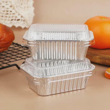 10x Wegwerp Aluminium Bakvormen met Deksel - Rechthoekig voo, Verzenden, Nieuw