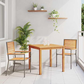 vidaXL Tuin eettafelset 3 st Grijs Massief Acaciahout, Verzenden, Nieuw, 3 zitplaatsen