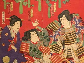 Dramatische afbeelding van verschillende kabuki acteurs -