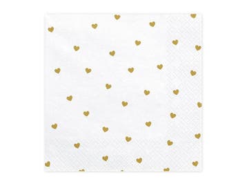 Witte Servetten met gouden hartjes 20 stuks, Kleding | Dames, Ophalen of Verzenden, Nieuw