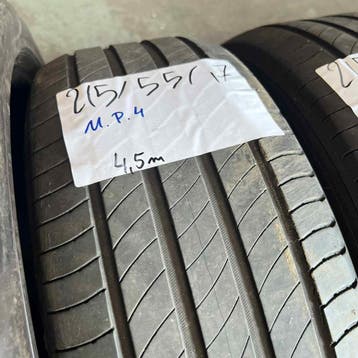 2 x Michelin Primacy 4 215-55-17 Zomerbanden 4,5mm, 17 inch, Ophalen of Verzenden, Band(en), Personenwagen
