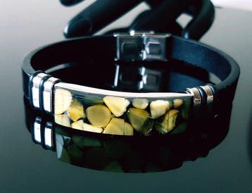 Amber Leren armband met Baltisch amber - vrouwen, mannen,