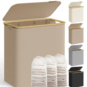 Wasmand met deksel en 3 vakken met afneembare waszakken, Verzenden, Nieuw