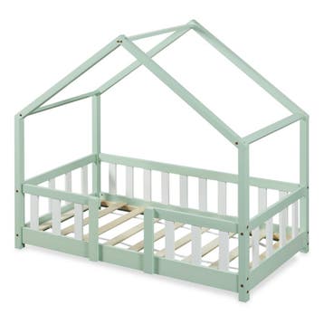 Kinderbed Treviolo huisbed 70x140 cm mint en wit [en.casa], Verzenden, Nieuw