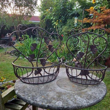 2 Decoratieve Planten Wand Hangers - Mand (2) - Metaal