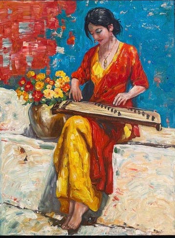 Nguyn V.L (1993) - LArtiste aux Pieds Nus 80 60 cm - No