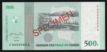 500 Francs Congo Kongo 500 Franken Muster 30/06/2010, Verzenden
