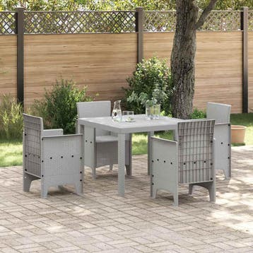 vidaXL Tuin Eetset 5 st Lichtgrijs Polypropyleen, Tuin en Terras, Verzenden, Nieuw, 5 zitplaatsen