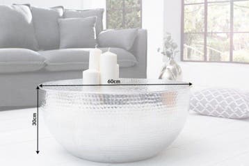 Ronde salontafel ORIENT II 60cm zilver metaal aluminium, Ophalen of Verzenden, Nieuw