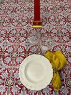 grote tafellaken, rode renaissancetegels - Tafelkleed - 265, Antiek en Kunst, Antiek | Kleden en Textiel