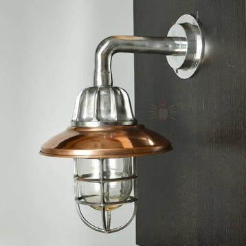 Wandlamp - Messing, Glas - Industrieel kooi-lamp