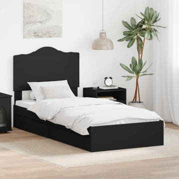 vidaXL Opslag bed met lade met opslag Zwart 70 x 190 cm, Huis en Inrichting, Slaapkamer | Bedden, Verzenden, Nieuw, Zwart, Hout
