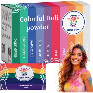 Holi Cow Kleurpoeder set met 10 zakjes van 100 g en 10 kl..., Ophalen of Verzenden, Nieuw