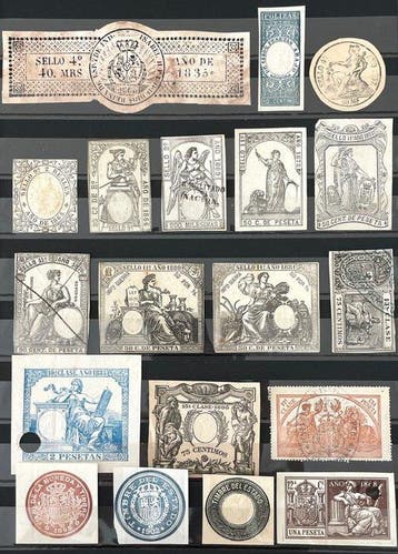 Spanje 1835/1903 - Spaanse klassieke fiscale zegels. Isabel, Postzegels en Munten, Gestempeld