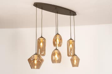 Rietveld Hanglampen - Bruin - Glas, Metaal, Verzenden, Nieuw