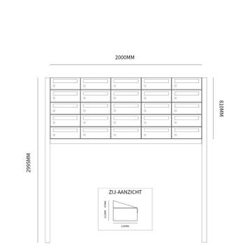 Brievenbusunit Hive set vrijstaand 5-breed, 5-hoog - zwart, Verzenden, Nieuw