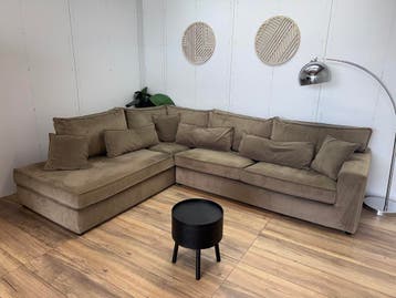 Champagne Velvet Hoekbank – Royale Hoekbank, Gebruikt, Hoekbank, 300 cm of meer, Ophalen of Verzenden