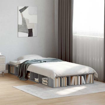 vidaXL Bedframe met opslag Grijs Sonoma 80 x 200 cm Bewerkt, Verzenden, Nieuw, Grijs, Hout