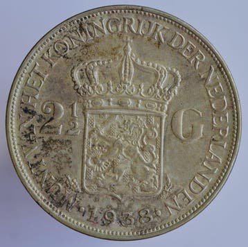 Nederland. Wilhelmina. 2 1/2 Gulden 1938 (Zonder