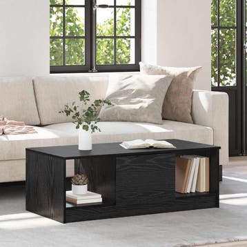 vidaXL Salontafel met lade Zwart Eiken 102 x 50 x 36cm, Huis en Inrichting, Tafels | Salontafels, Verzenden, Nieuw, Overige houtsoorten