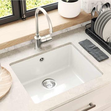 vidaXL Wasbak 80% Kwarts en 20% Hars 530 x 460 mm Wit, Verzenden, Nieuw