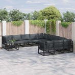 vidaXL Tuinbankenset met kussen 12 pcs Zwart Aluminium, Verzenden, Nieuw, Aluminium