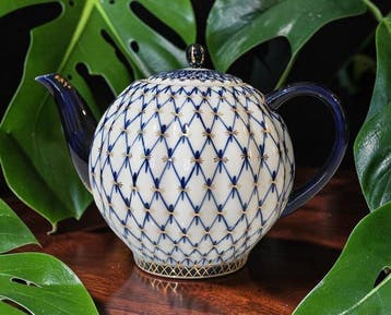 Lomonosov - S.Yakovleva - Theepot - Cobalt Net - Porselein -