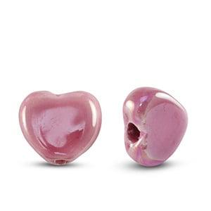 DQ Grieks keramiek kralen hart Fuchsia ca. 11x12mm (Ø2.5mm), Ophalen of Verzenden, Nieuw, Kraal