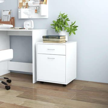 vidaXL Rolkast 45x38x54 cm bewerkt hout wit, Verzenden, Nieuw