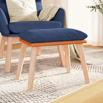 vidaXL Voetenbank 45x29,5x35 cm stof en kunstleer blauw, Huis en Inrichting, Banken | Voetenbanken en Poefen, Verzenden, Nieuw