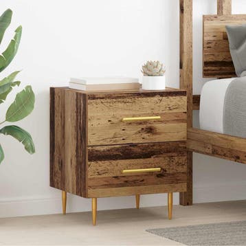 vidaXL Nachtkastje 2 st Oud Hout 40 x 35 x 47,5 cm Bewerkt, Minder dan 45 cm, Verzenden, Nieuw, Minder dan 55 cm