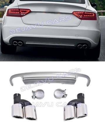 S5 Look Diffuser + Uitlaat sierstukken voor Audi A5 8T Sport, Ophalen of Verzenden