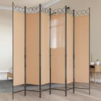 vidaXL 6-Panelen Kamerscherm Beige 240 x 200 cm Stof, Verzenden, Nieuw