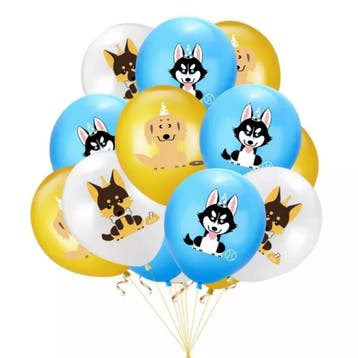 10 ballonnen Happy Dogs roze of blauw met goud en wit, Verzenden, Nieuw