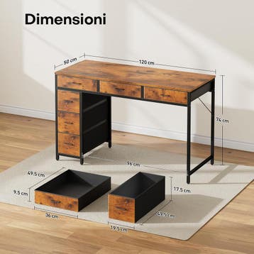 Bureau - Computertafel - Computerbureau - 120x50 cm - Bruin, Verzenden, Zo goed als nieuw