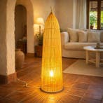 Lamp - Bamboe - Vloerlamp van gevlochten bamboe/riet, Antiek en Kunst