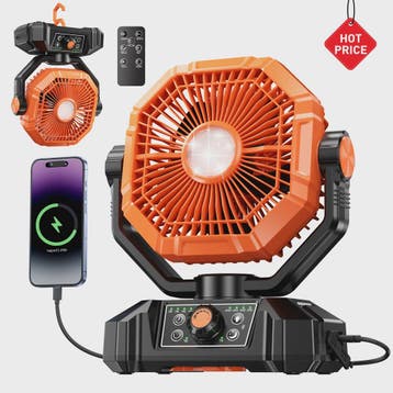 Draagbare 20000mAh Camping Ventilator met LED Lamp, Afstands, Caravans en Kamperen, Verzenden, Nieuw