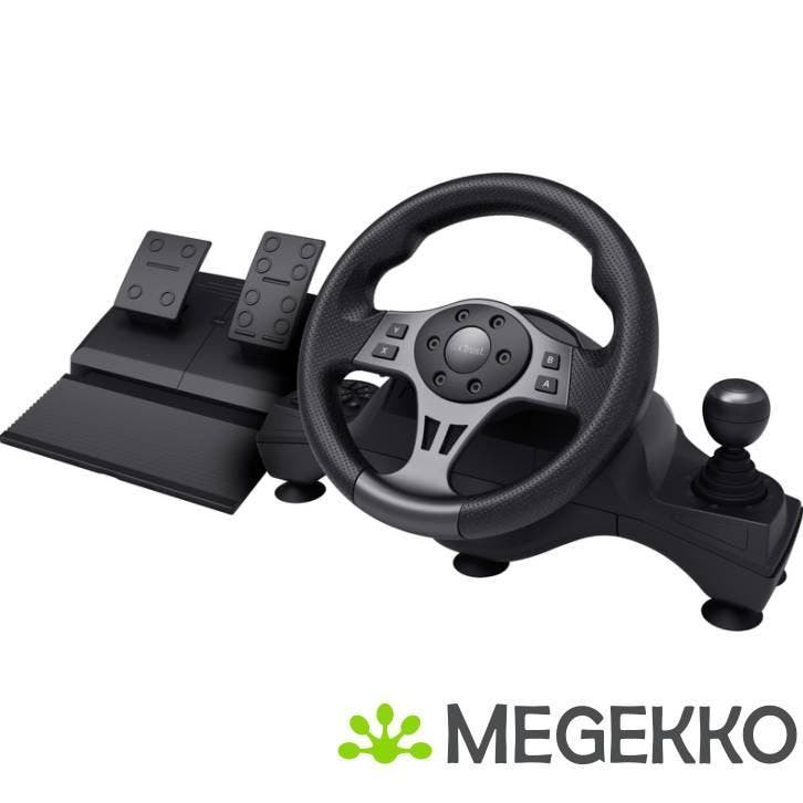 Trust GXT 289 Movi Zwart USB Stuur + Pedalen, Spelcomputers en Games, Spelcomputers | Overige Accessoires, Nieuw, Verzenden
