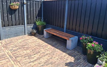 Tuinbank, tuinbank beton en hardhout, Tuin en Terras, Tuinbanken, Verzenden, Nieuw, Hout