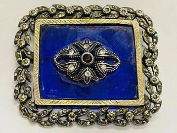 Zonder minimumprijs - Broche Zilver Granaat