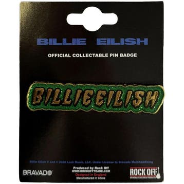 Billie Eilish Glitter Logo - Pin, Verzamelen, Ophalen of Verzenden, Nieuw, Kleding