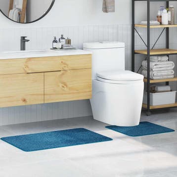 vidaXL Antislip Badmat Set 2 st Blauw 50 x 50 cm PP, Huis en Inrichting, Verzenden, Nieuw, Blauw